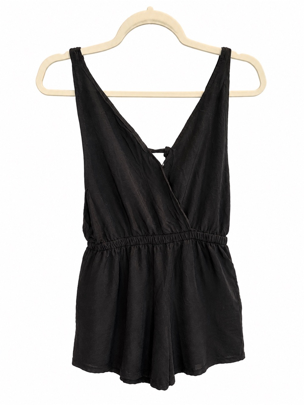Black V-Neck Sleeveless Romper